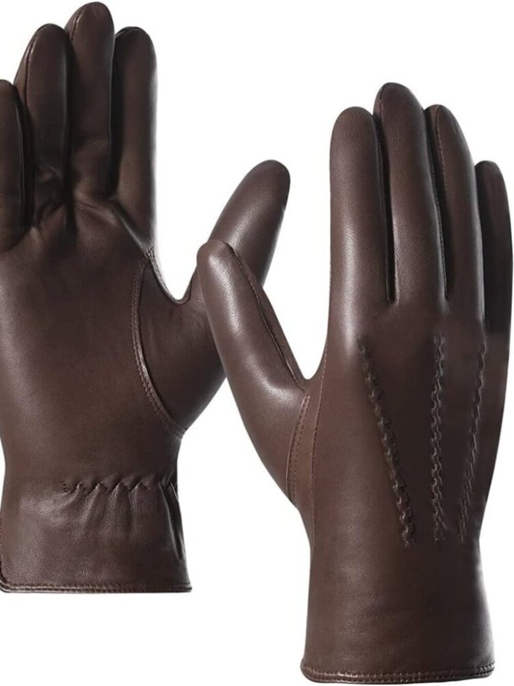 Men's Brown Luxury Italian Cashmere Sheepskin Lined Genuine Leather Gloves
